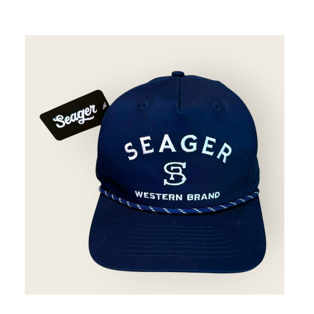 Seager Co Western Brand Snapback Baseball Cap Hat Adjustable Navy Adult OSFM New